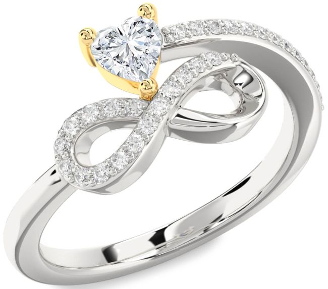 Diamond Silver & 10K gold Infinity Heart Ring