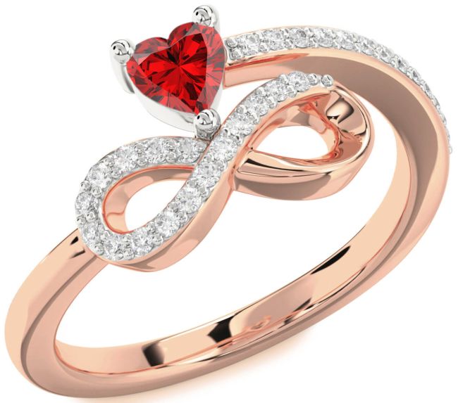 Diamond Rose Gold Silver Infinity Heart Promise Ring