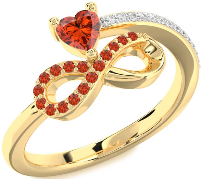 Diamond Fire Opal Gold Infinity Heart Ring