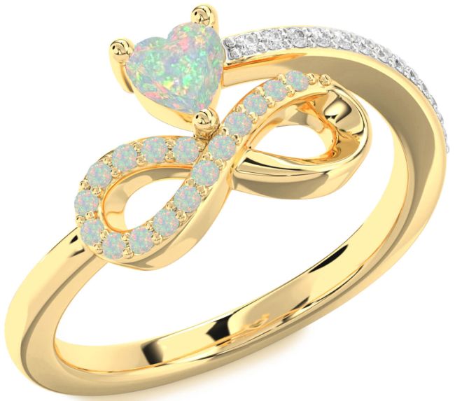 Diamond Opal Gold Infinity Heart Ring