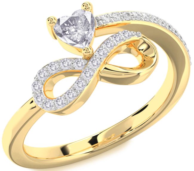 Salt & Pepper Diamond Gold Infinity Heart Ring