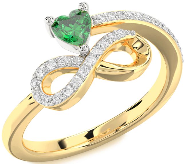 Diamond White Yellow Gold Infinity Heart Promise Ring