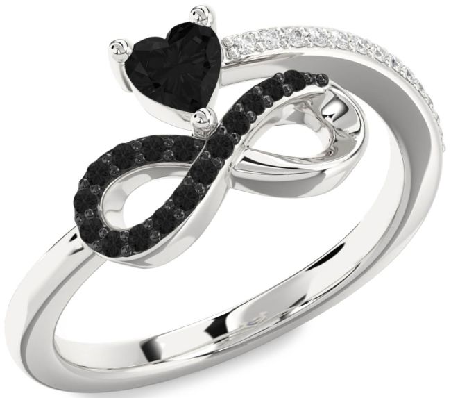 Black Diamond Silver Infinity Heart Ring