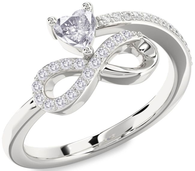 Salt & Pepper Diamond Silver Infinity Heart Ring