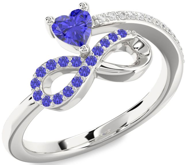 Diamond Tanzanite Silver Infinity Heart Ring