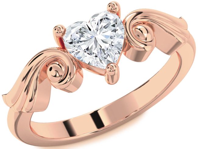 Diamond Rose Gold Heart Solitaire Engagement Ring