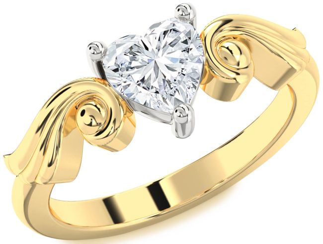 Diamond Platinum & Yellow Gold Heart Solitaire Engagement Ring