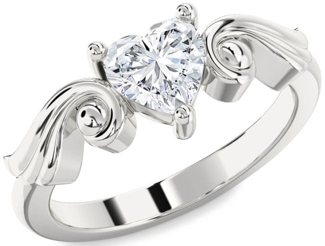 Diamond Platinum Heart Solitaire Engagement Ring