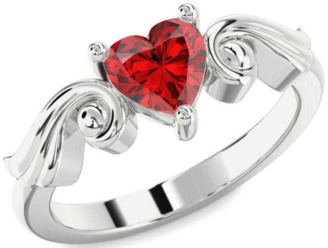 Ruby Platinum Heart Solitaire Engagement Ring