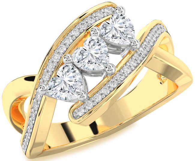 Diamond Platinum & Yellow Gold Heart Three Stone Ring