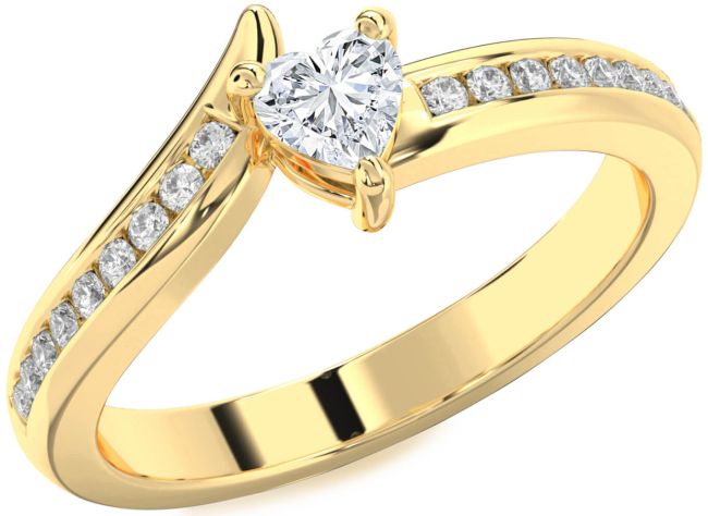 Diamond Gold Heart Pave Promise Ring