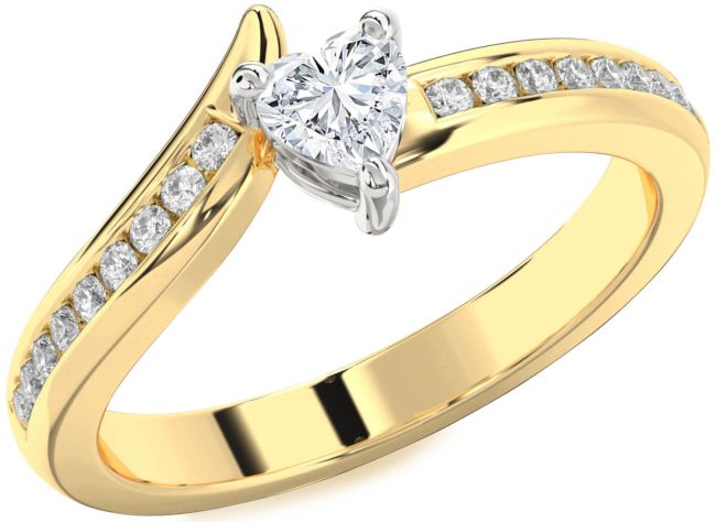 Diamond Gold Silver Heart Pave Promise Ring