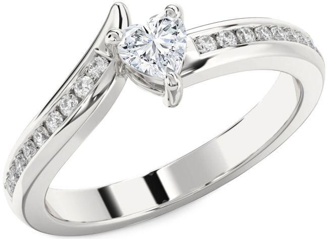 Diamond White Gold Heart Pave Promise Ring