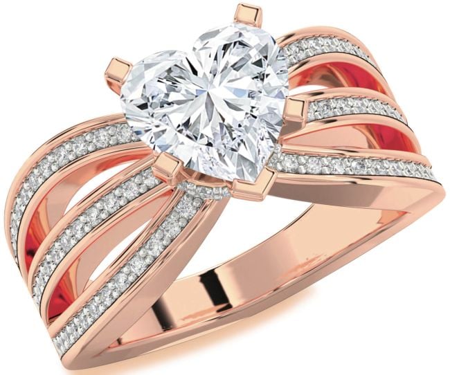 Diamond Rose Gold Heart Solitaire Pave Engagement Ring
