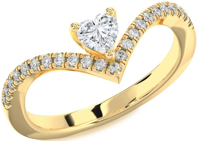 Diamond Gold Heart Pave Promise Ring