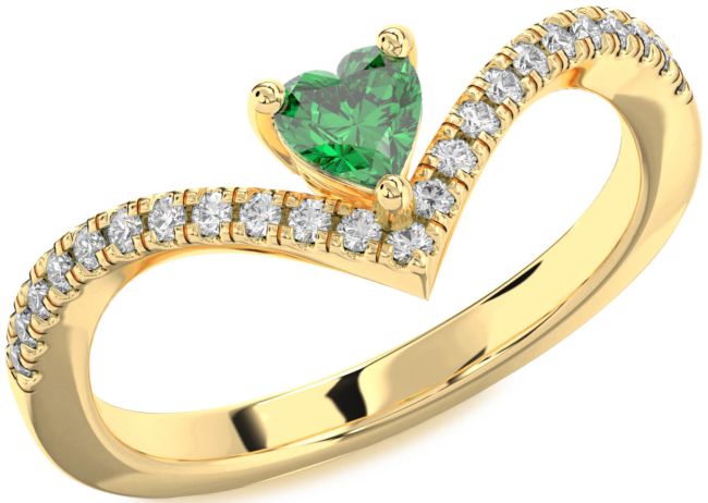 Diamond Emerald Gold Silver Heart Pave Promise Ring