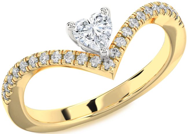 Diamond White Yellow Gold Heart Pave Promise Ring