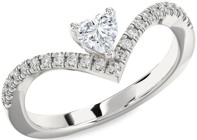 Diamond Silver Heart Pave Promise Ring