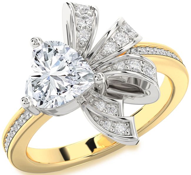 Diamond Platinum & Yellow Gold Heart Pave Promise Ring