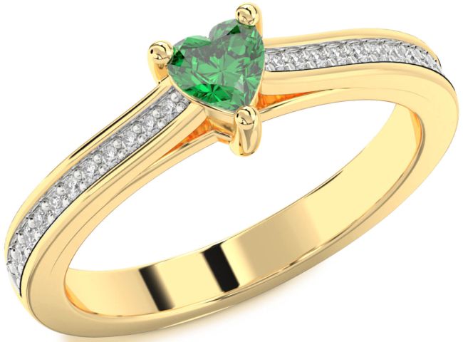 Diamond Emerald Gold Heart Pave Promise Ring