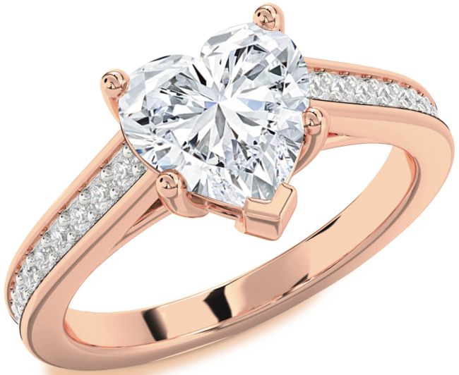 Diamond Rose Gold Heart Solitaire Pave Engagement Ring