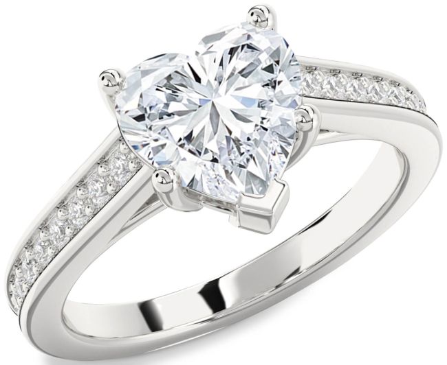 Diamond Platinum Heart Solitaire Pave Engagement Ring