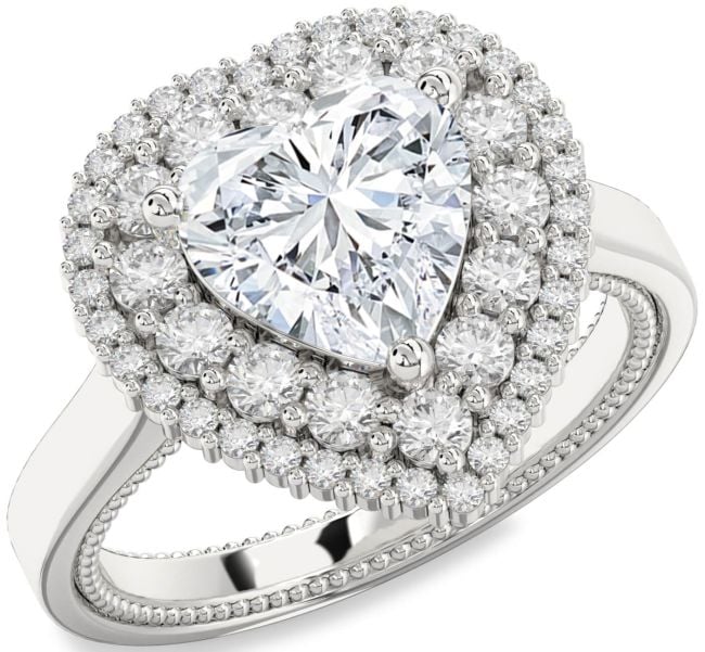 Diamond White Gold Heart Halo Engagement Ring