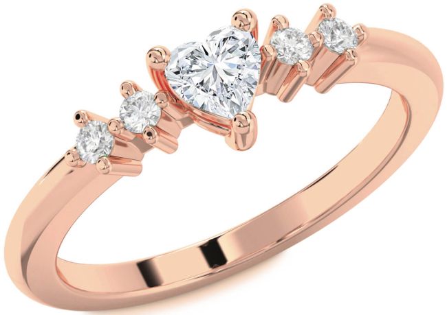 Diamond Rose Gold Silver Heart Promise Ring