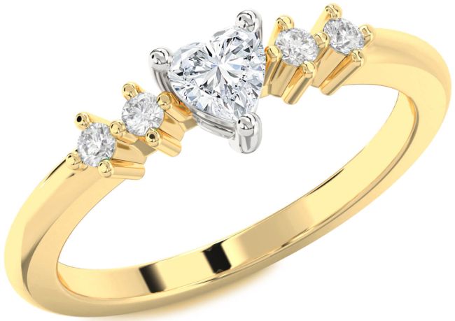 Diamond White Yellow Gold Heart Promise Ring