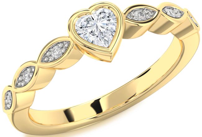 Diamond Gold Silver Heart Promise Ring