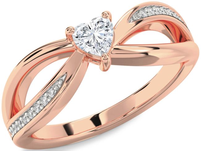Diamond Rose Gold Silver Heart Promise Ring