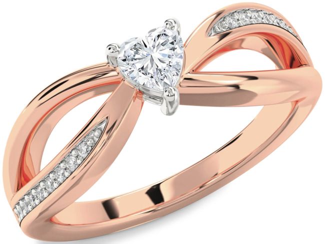 Diamond Rose Gold Silver Heart Promise Ring