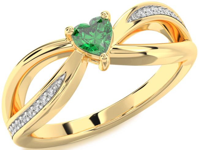 Diamond Emerald Gold Heart Promise Ring