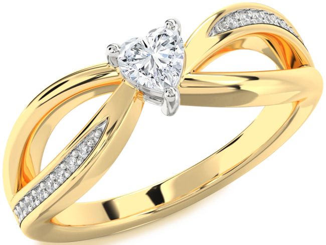 Diamond Gold Silver Heart Promise Ring