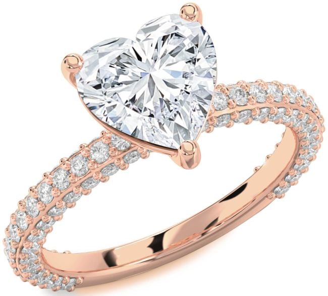 Diamond Rose Gold Heart Solitaire Pave Engagement Ring