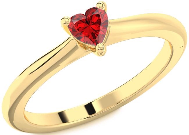 Ruby Gold Silver Heart Promise Ring