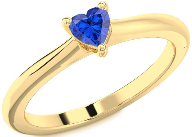 Blue Sapphire Gold Silver Heart Promise Ring