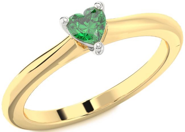 Emerald Platinum & Yellow Gold Heart Promise Ring
