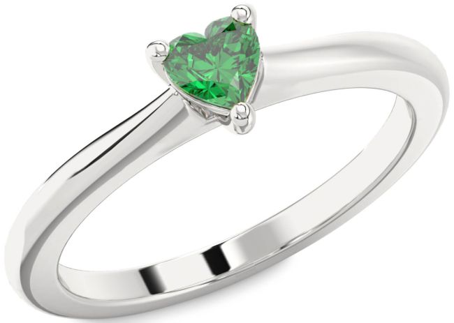 Emerald White Gold Heart Promise Ring