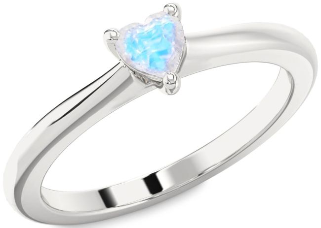 Moonstone Silver Heart Promise Ring