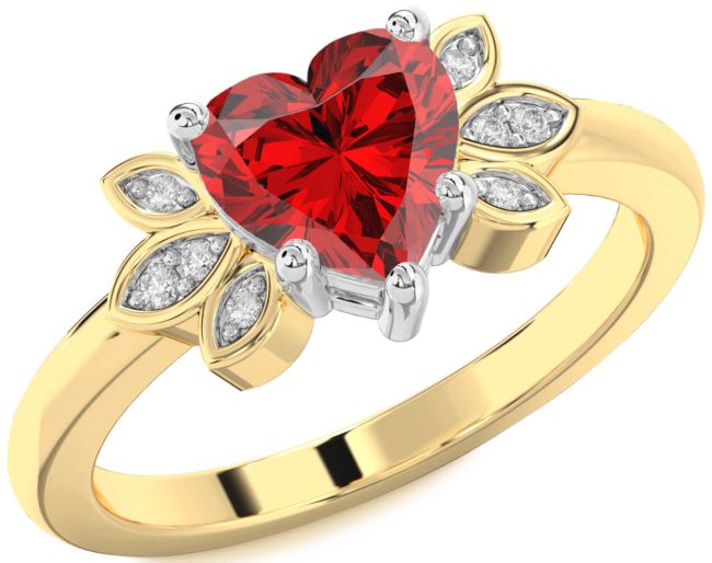 Diamond Ruby Platinum & Yellow Gold Heart Solitaire Engagement Ring