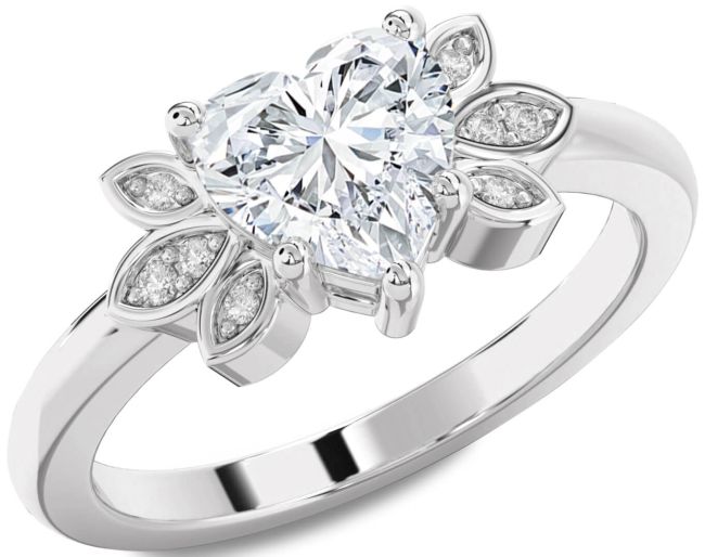 Diamond White Gold Heart Solitaire Engagement Ring