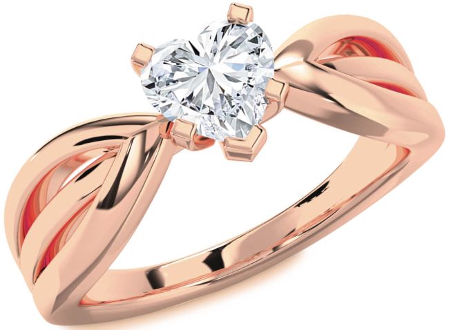 Diamond Rose Gold Heart Solitaire Engagement Ring
