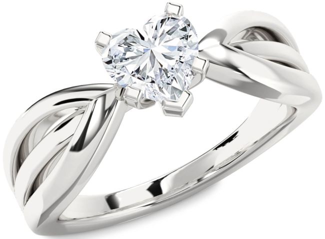 Diamond White Gold Heart Solitaire Engagement Ring
