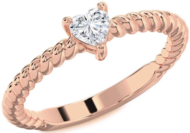 Diamond Rose Gold Silver Heart Promise Ring