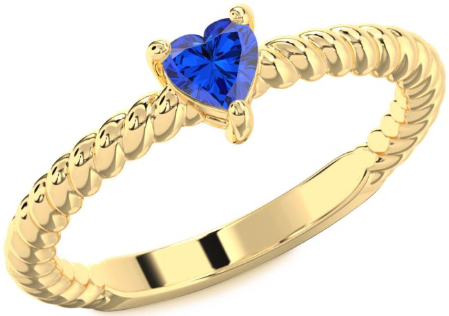 Blue Sapphire Gold Heart Promise Ring