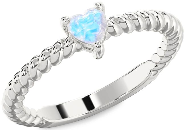 Moonstone Silver Heart Promise Ring