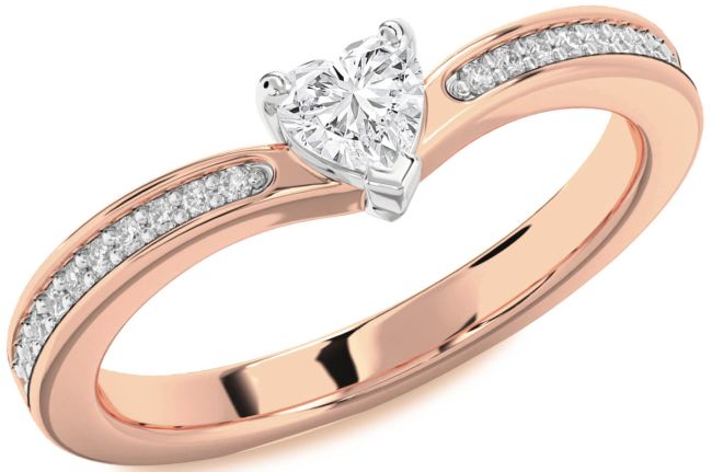 Diamond Rose Gold Silver Heart Pave Promise Ring