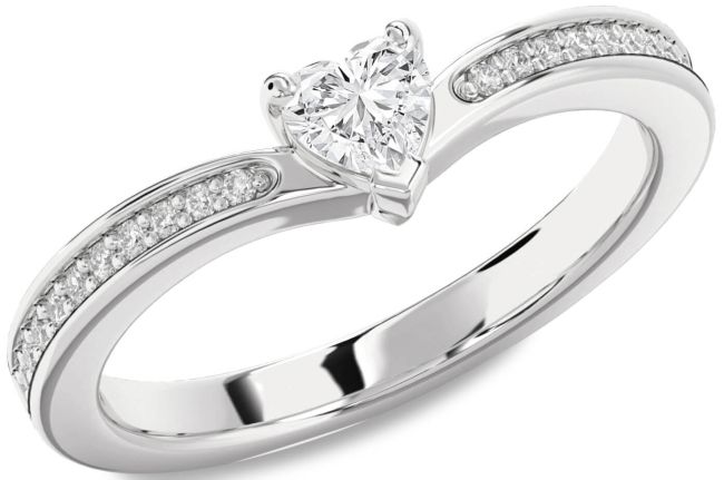 Diamond Platinum Heart Pave Promise Ring