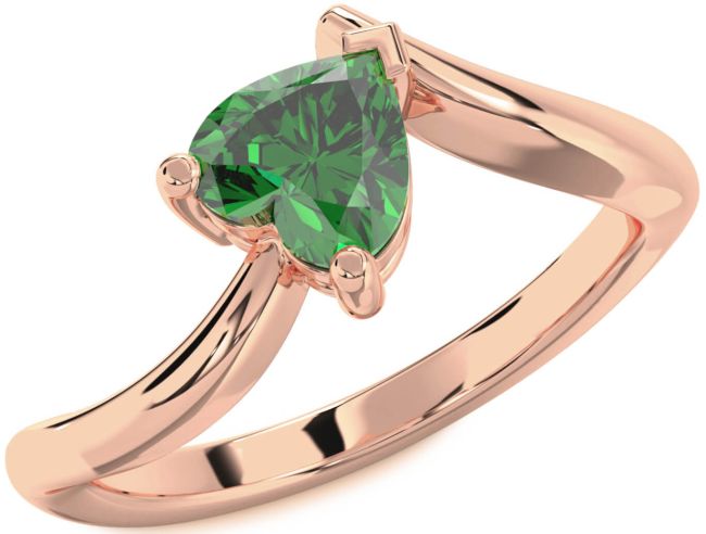 Emerald Rose Gold Heart Solitaire Engagement Ring